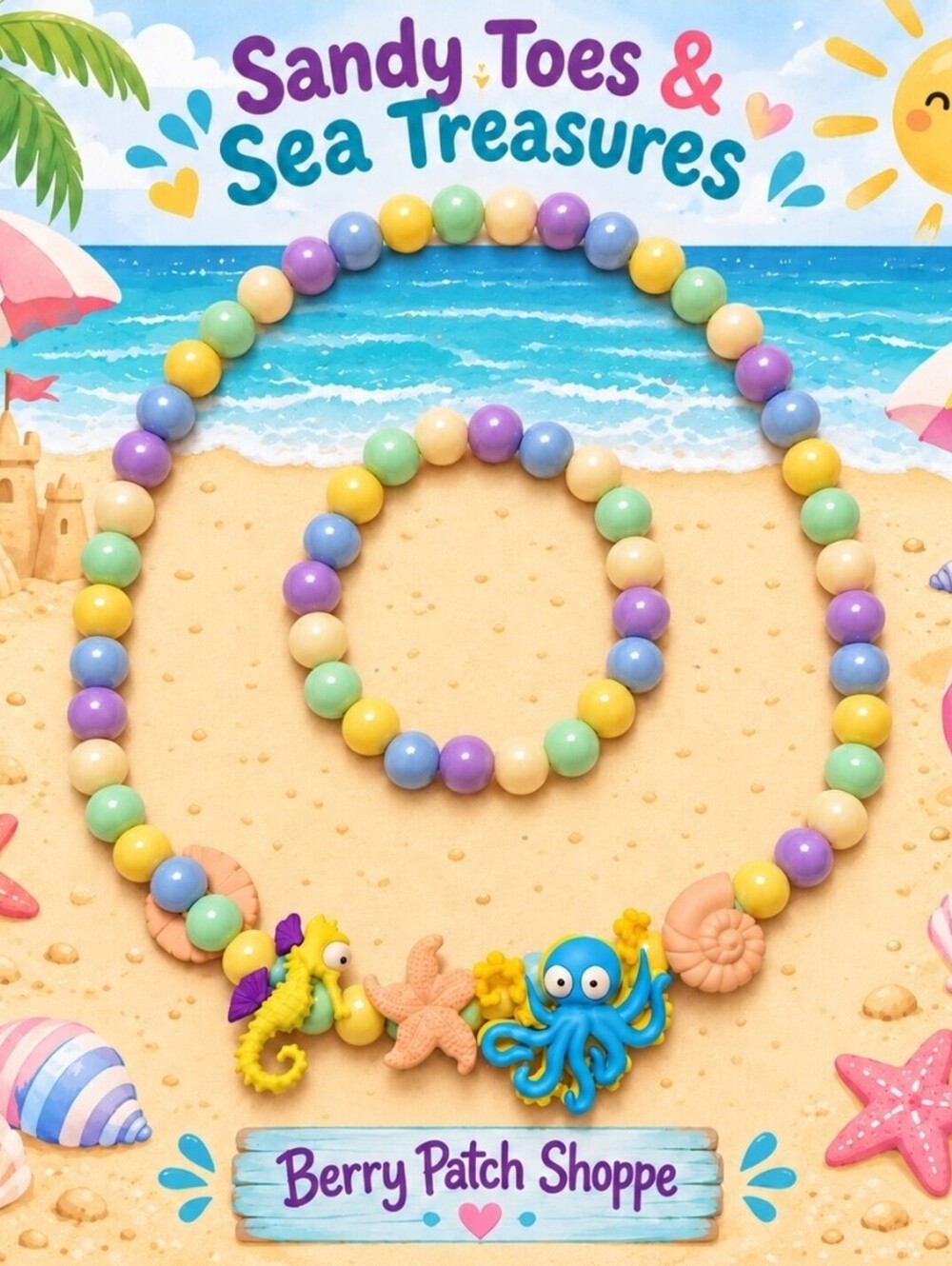 Dandy Toes & Sea Treasures Beach Necklace Bracelet Set